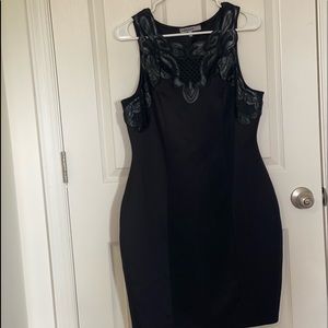 Black Cocktail Dress 1x Leather detail on neck